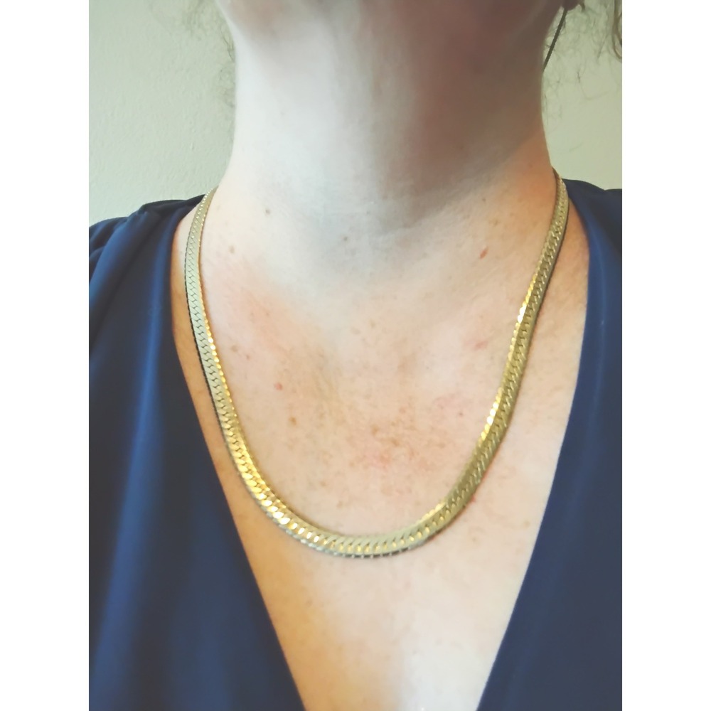 Vintage 24" Chain Necklace Liquid Gold 90s Y2K Snake Minimalist Clean Mob Wife - Picture 5 of 8